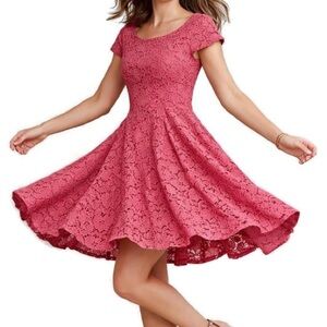 Maeve Anthropologie Eyelet Dress Cottage Core Y2K Pink Red Lined Size S Vintage